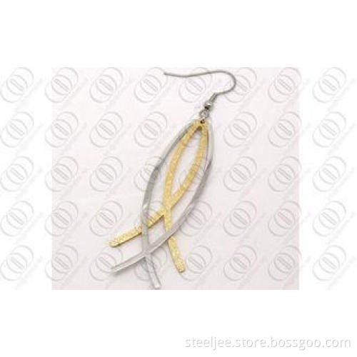 Fashion Gold and Silver Earring Hook With Polished Two Tone